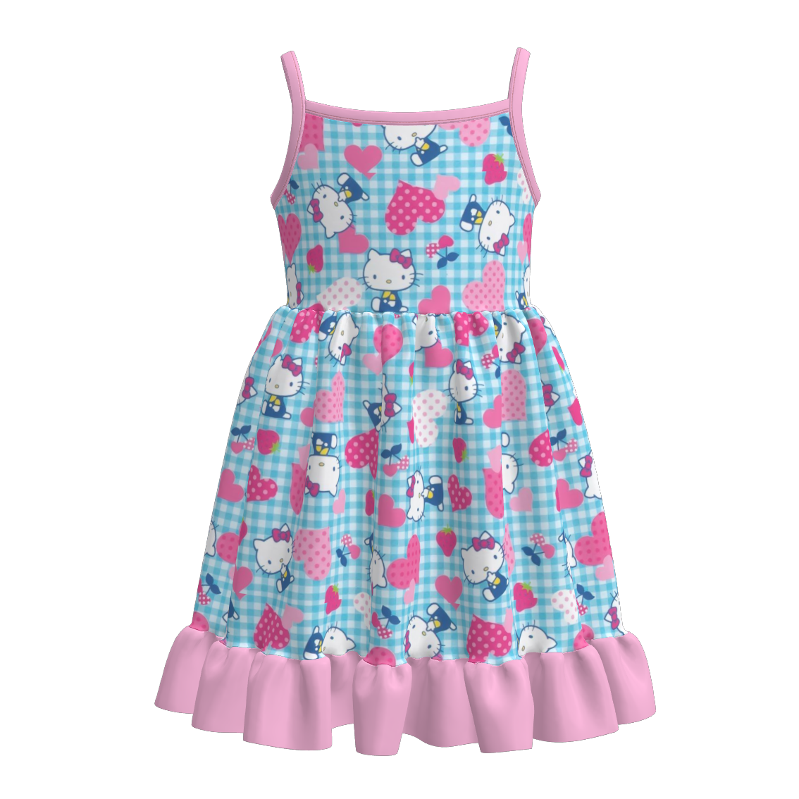 (Pre Order)Girls Summer Cartoon Print Slip Dress