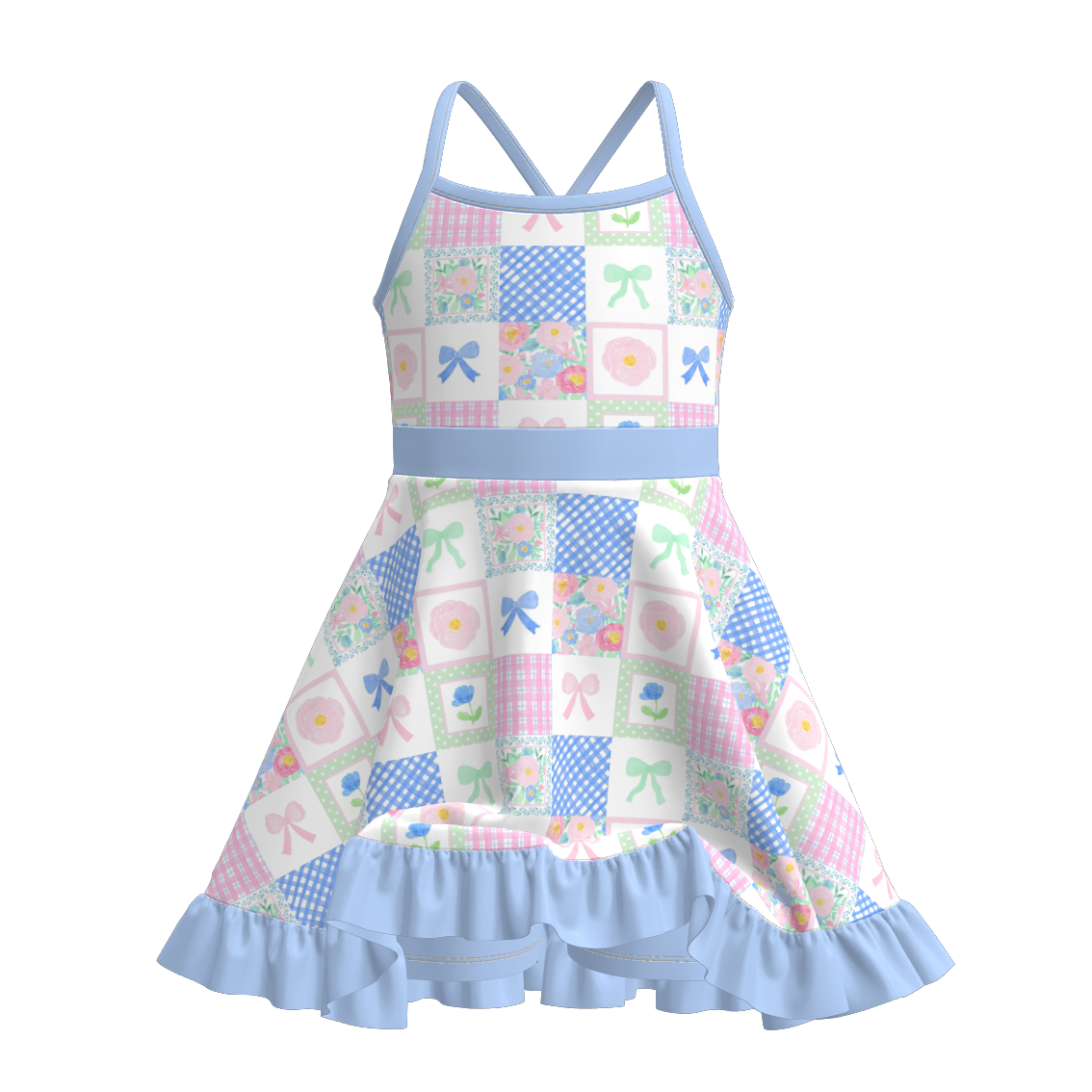 (Pre Order)Girls Spring and Summer Print Skort Dress