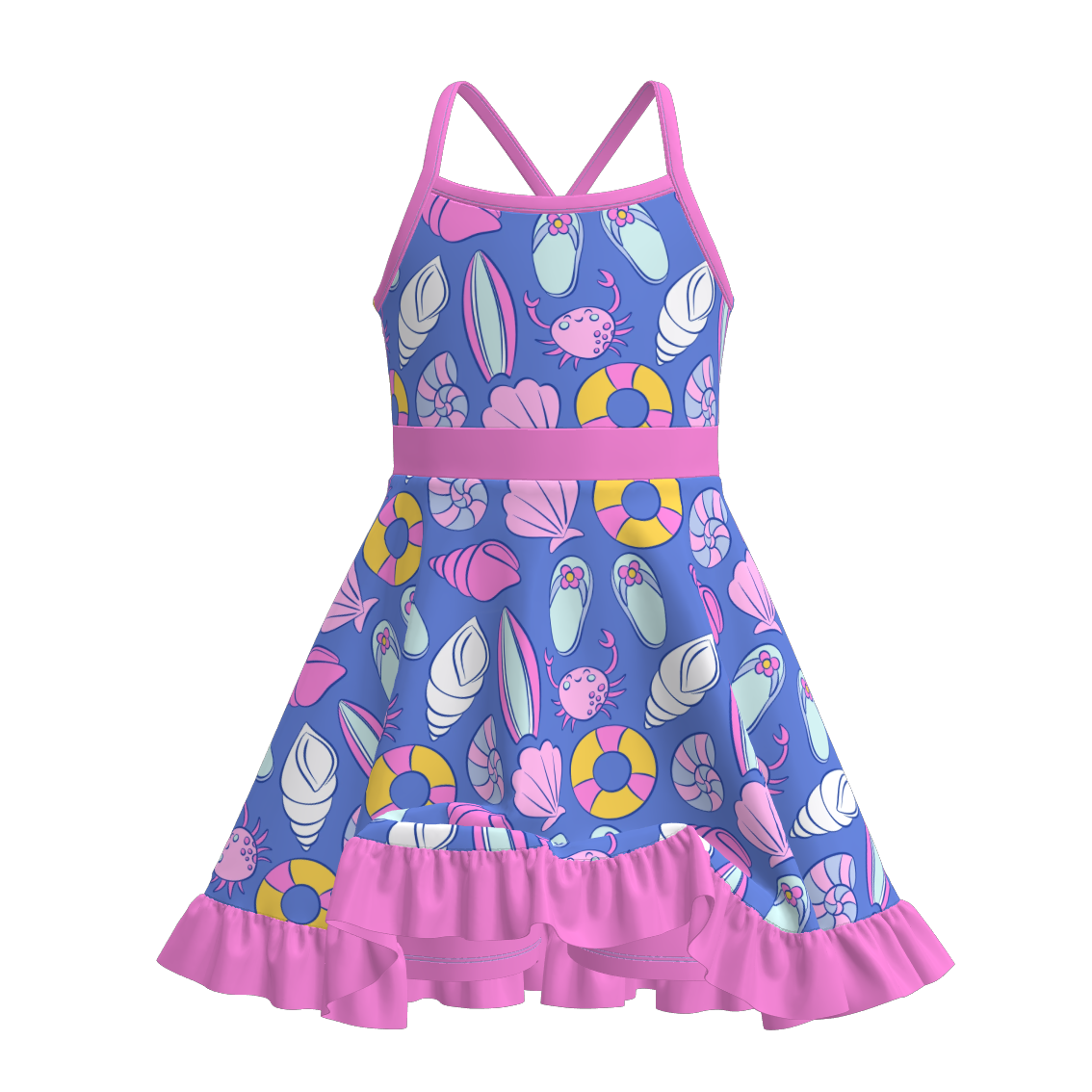 (Pre Order)Girls Spring and Summer Print Skort Dress