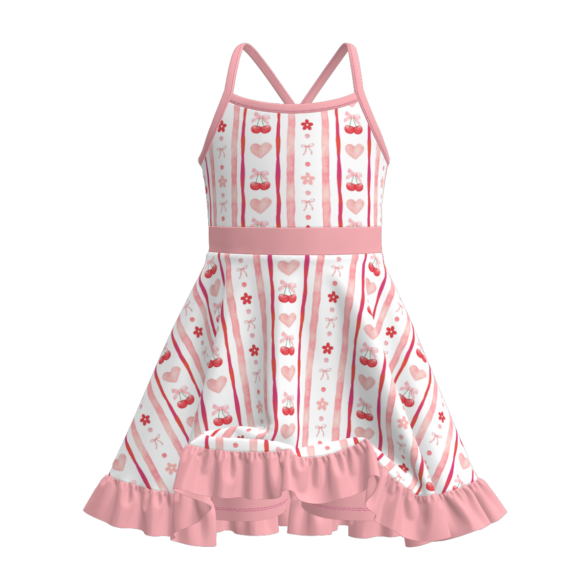 (Pre Order)Girls Spring and Summer Print Skort Dress