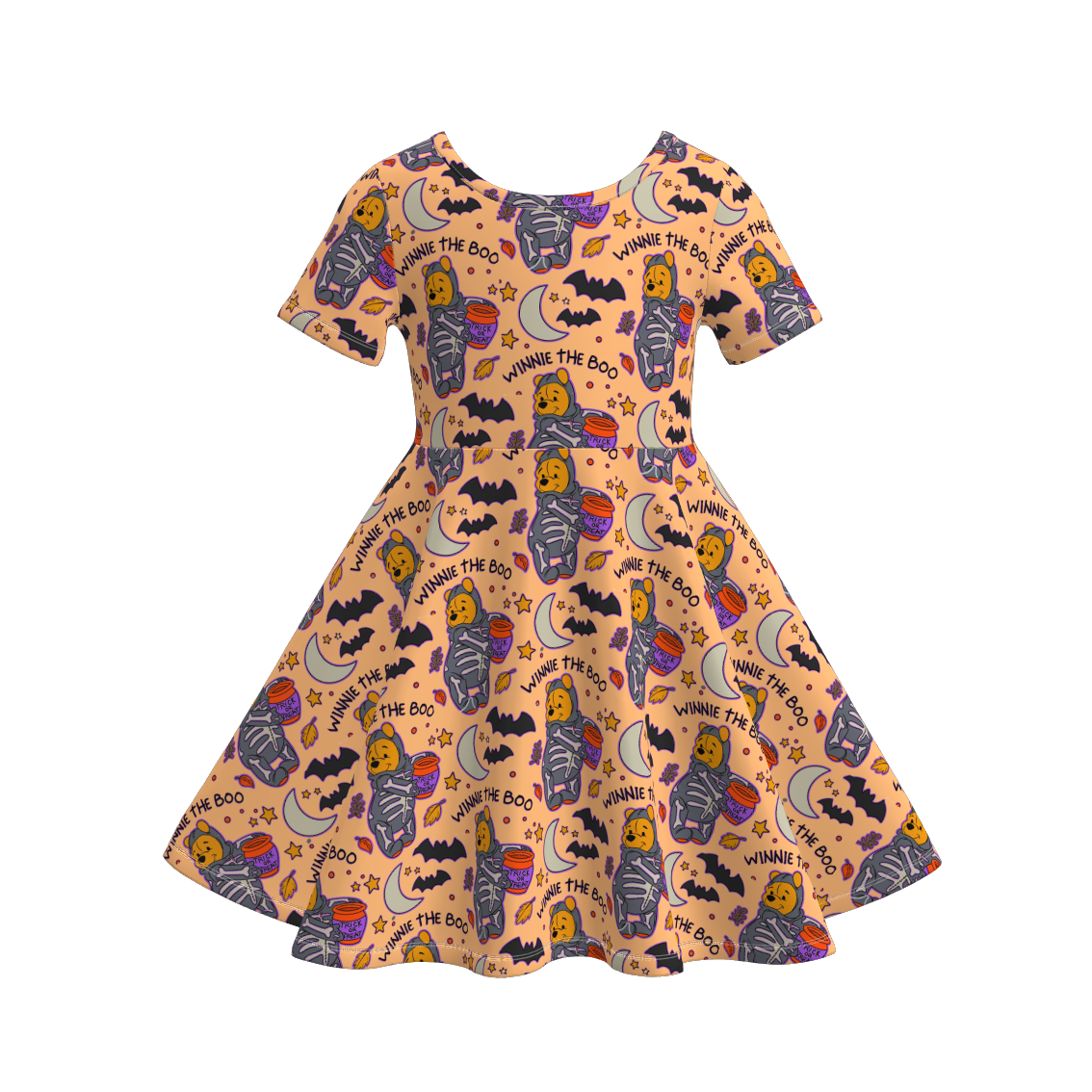 (Pre Order)Girls Halloween Cartoon Print Dress