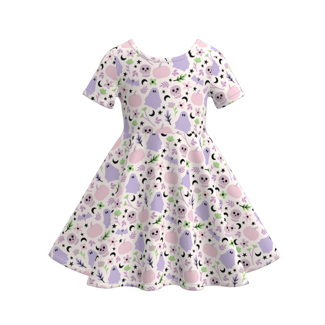 (Pre Order)Girls Halloween Cartoon Print Dress