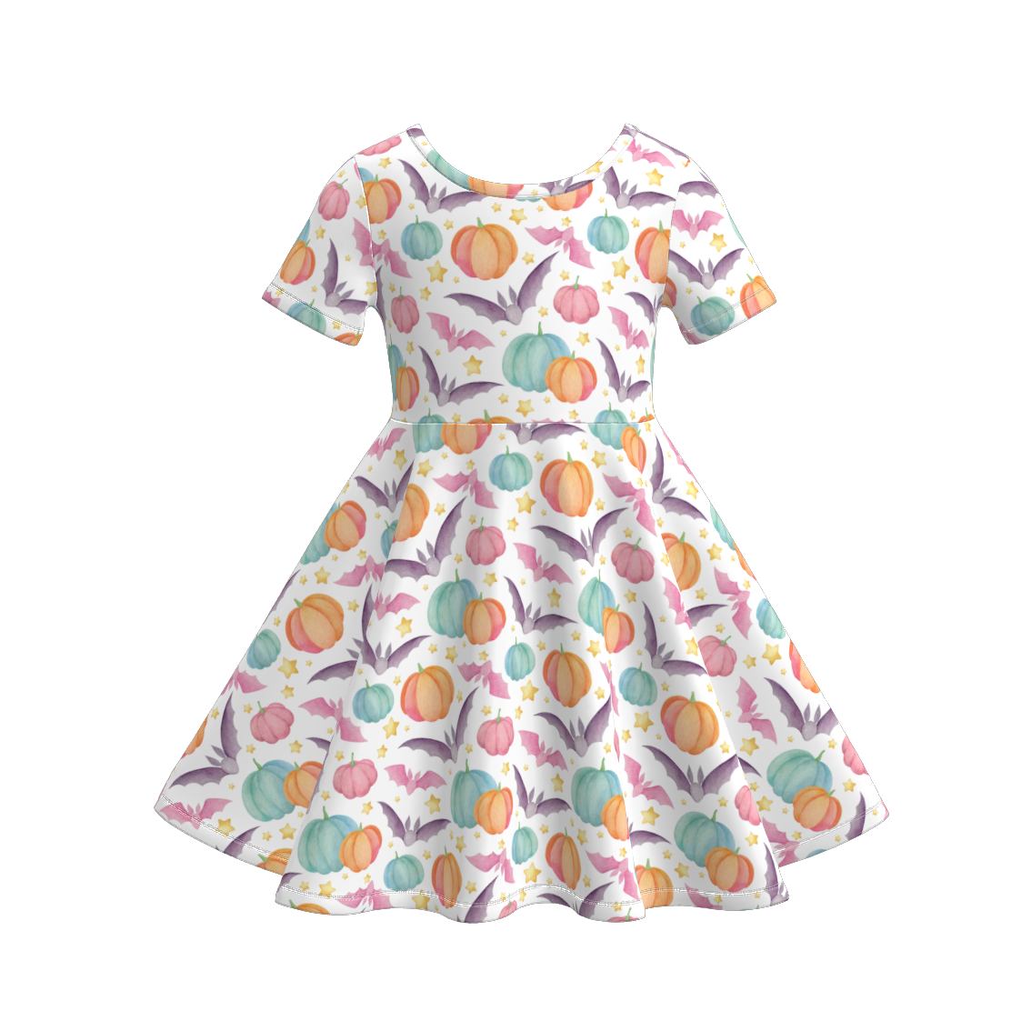 (Pre Order)Girls Halloween Cartoon Print Dress