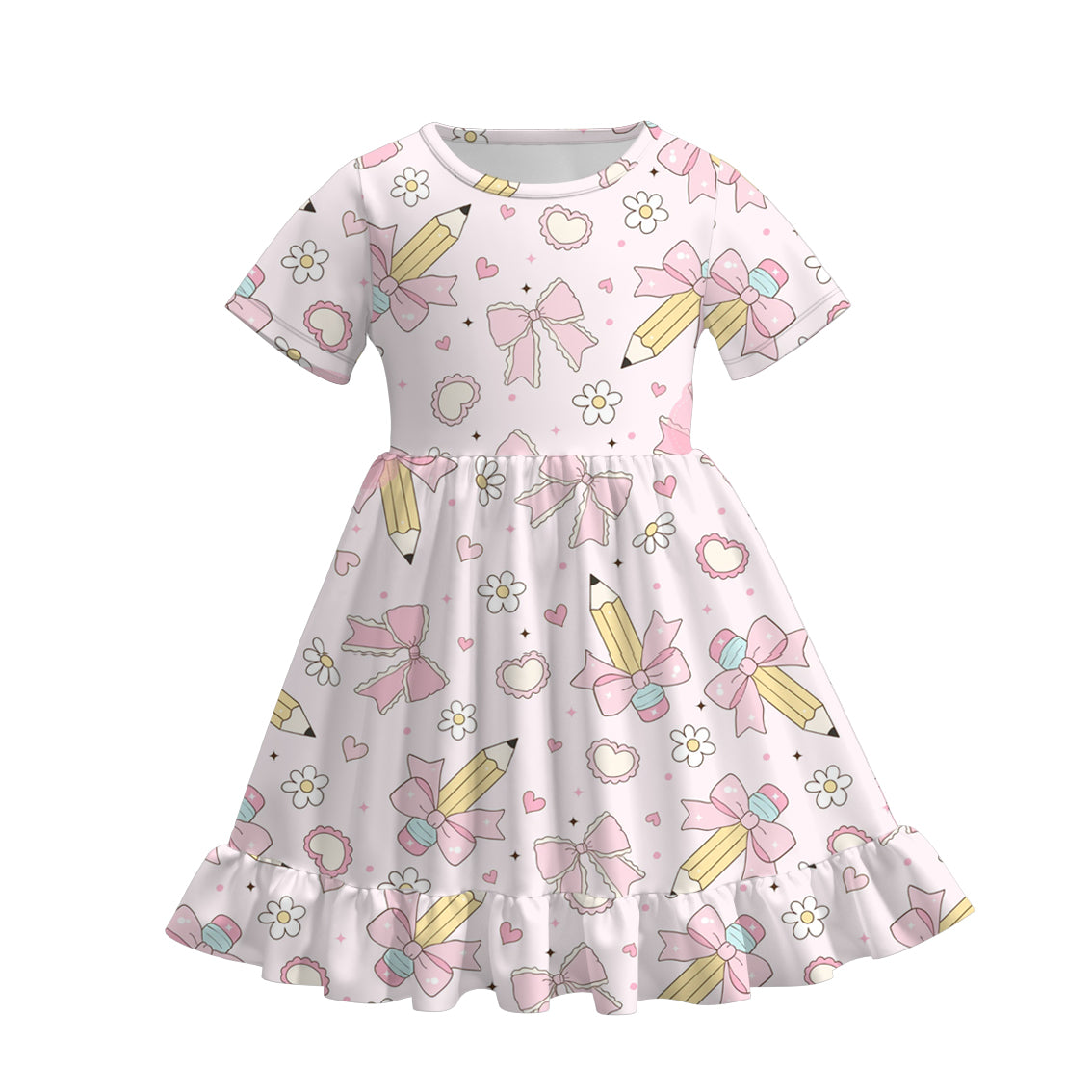 (Pre Order)Girls Summer Back To School Print Dress
