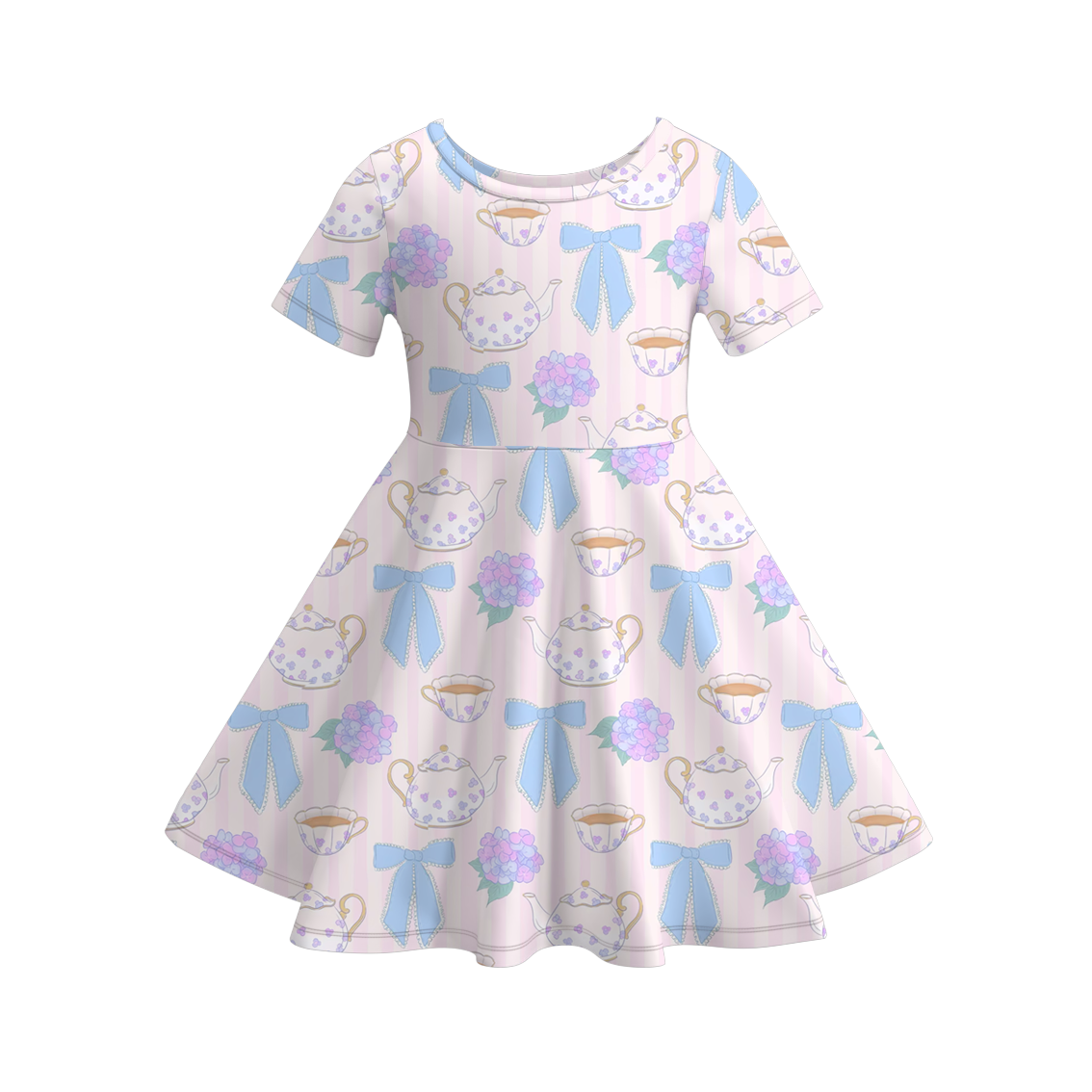 (Pre Order)Girls Spring&Summer Bow Print Dress