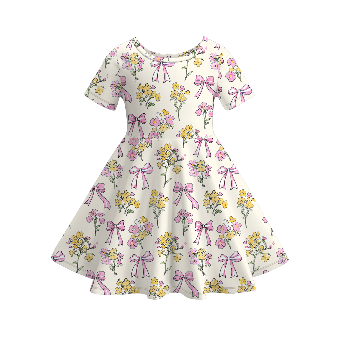 (Pre Order)Girls Spring&Summer Bow Print Dress