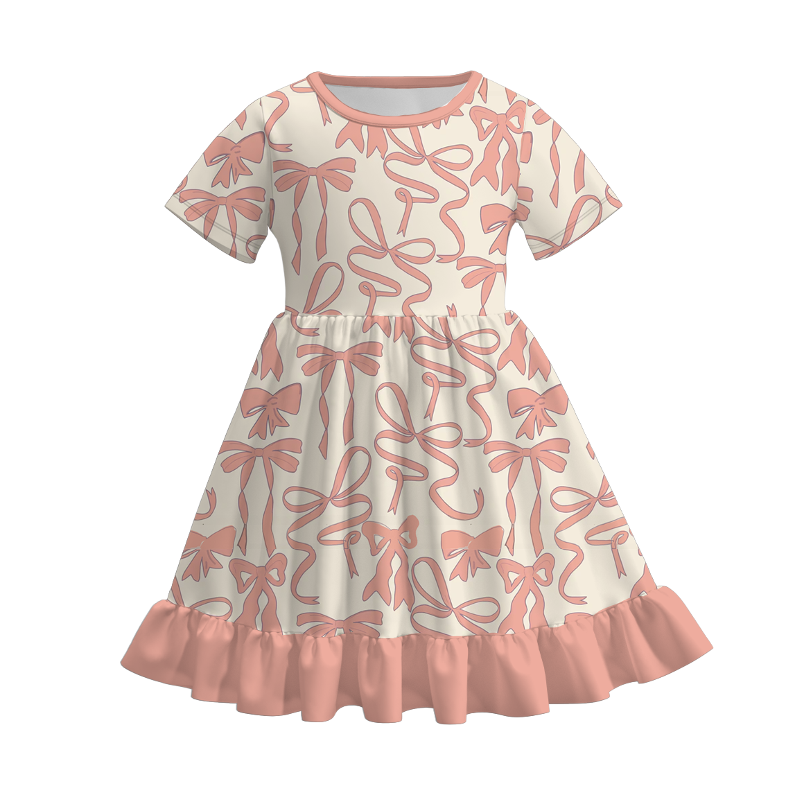 (Pre Order)Girls Spring&Summer Bow Print Dress