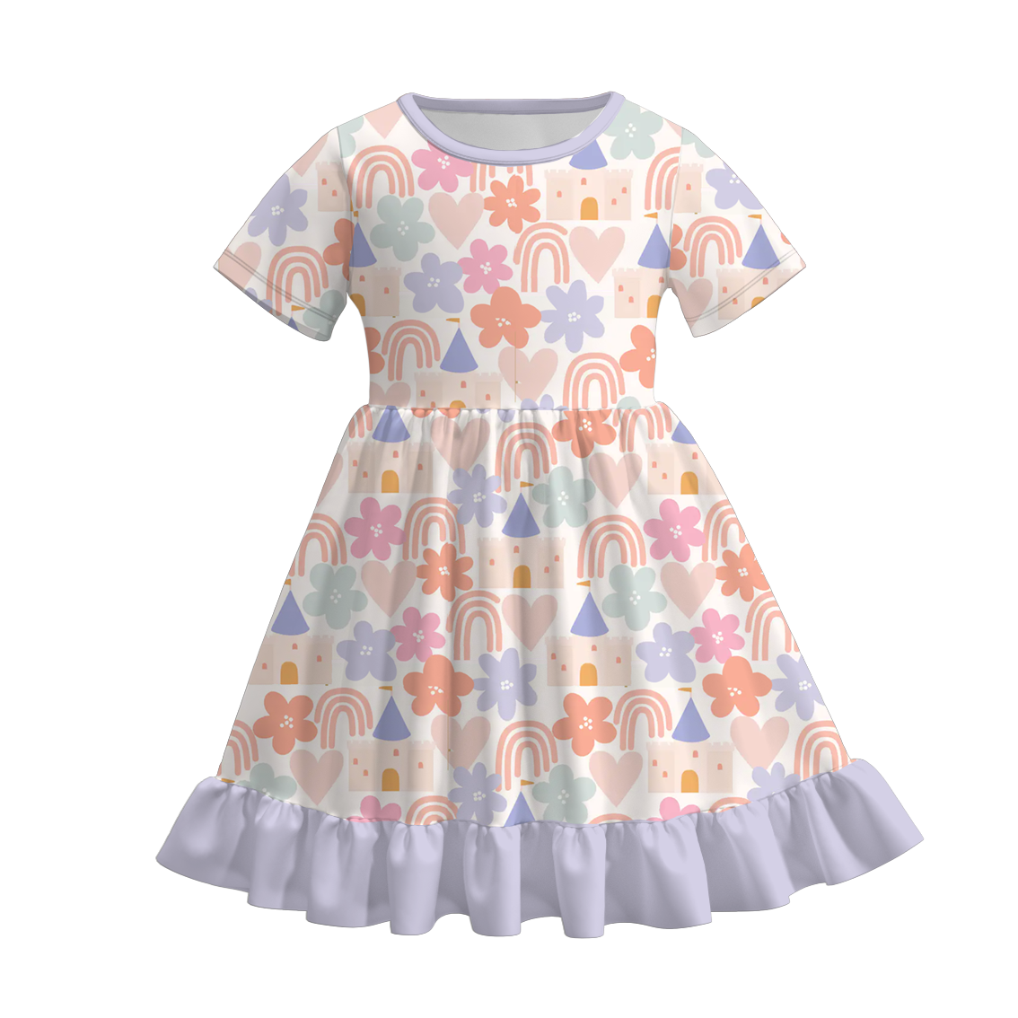 (Pre Order)Girls Spring&Summer Bow Print Dress