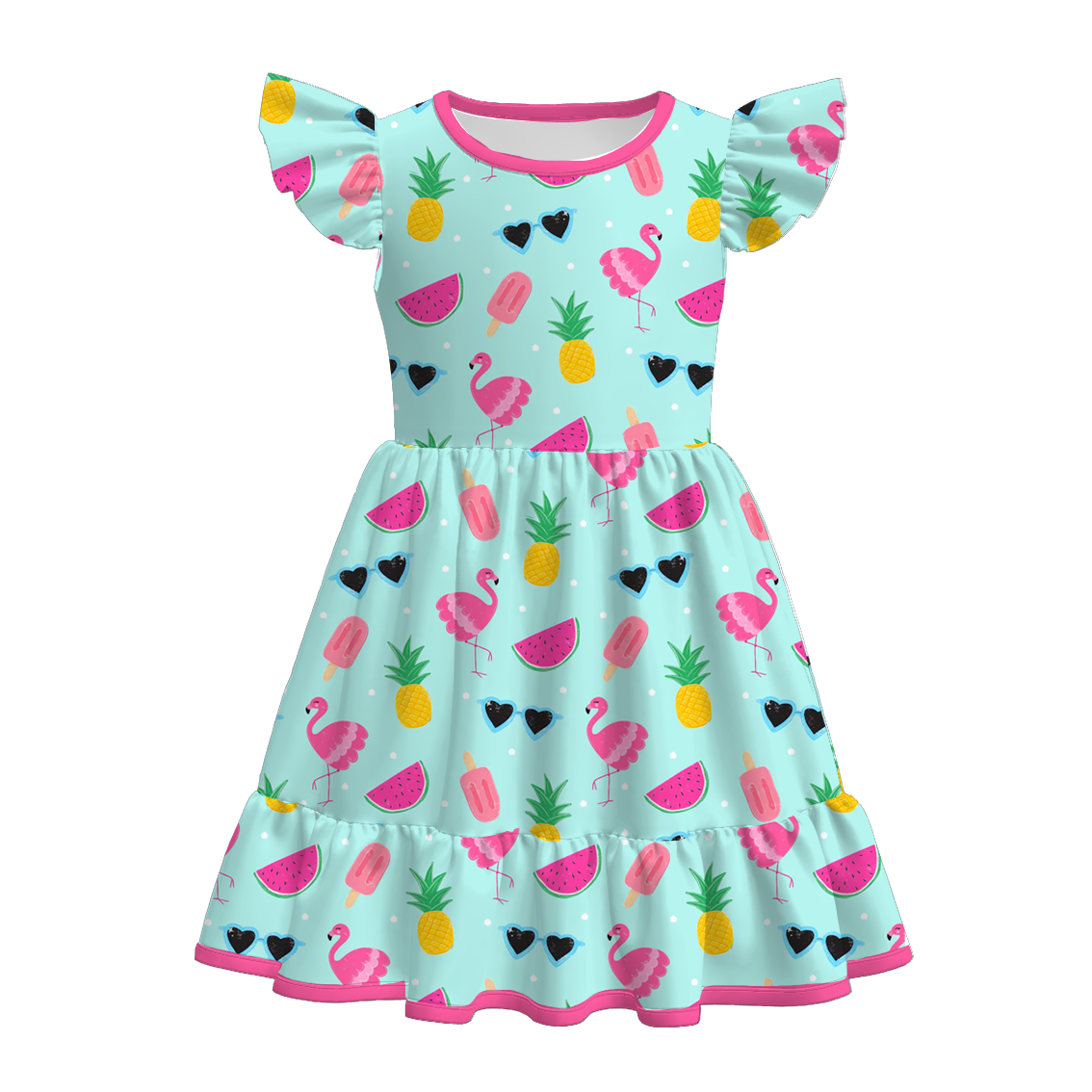 (Pre Order)Girls Spring&Summer Animals Print Dress