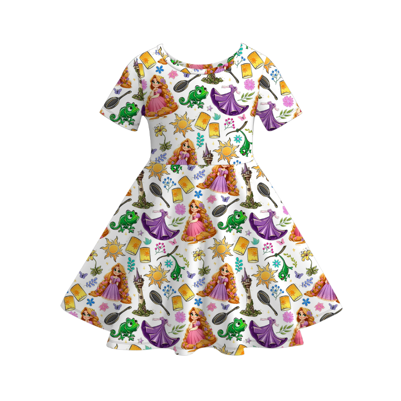 (Pre Order)Girls Spring and Summer Princess Print Dress&Set