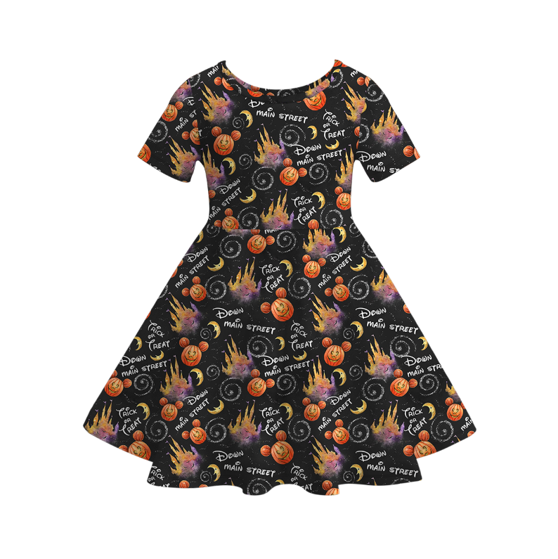 (Pre Order)Family Halloween Cartoon Print Dress,Set&Top