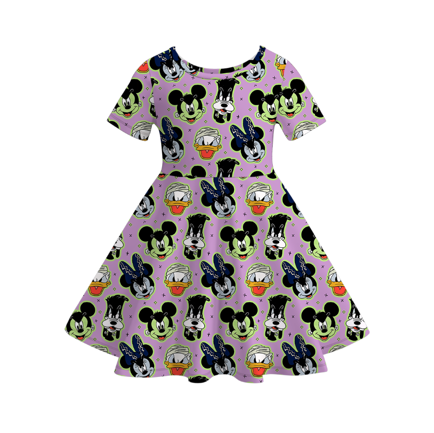 (Pre Order)Family Halloween Cartoon Print Dress,Set&Top