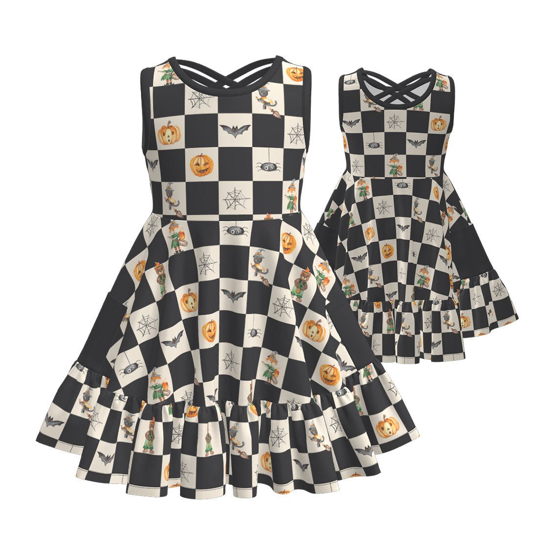 (Pre Order)Girls Halloween Ghost Print Dress