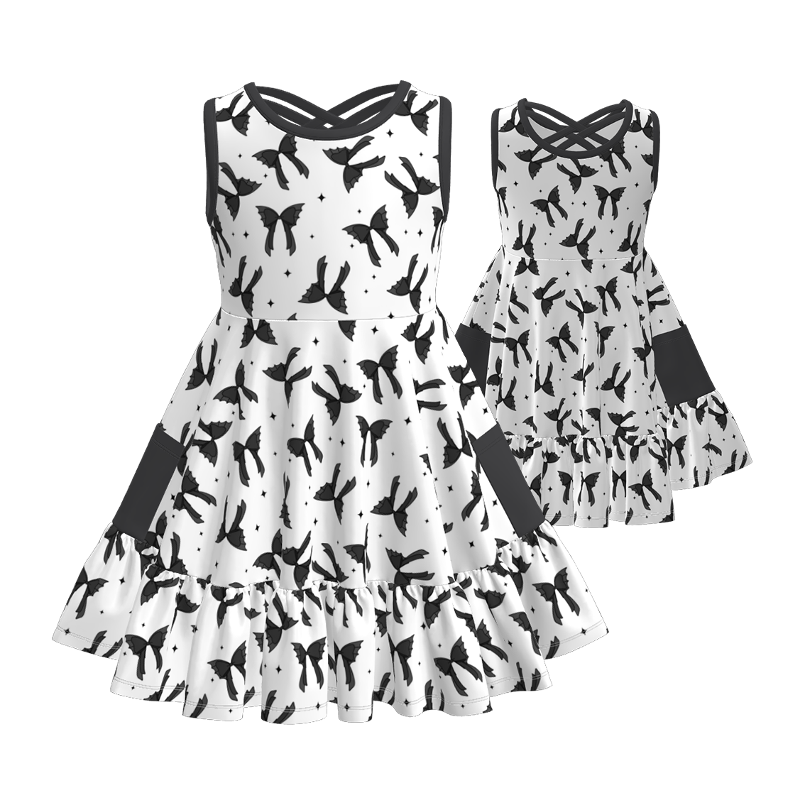 (Pre Order)Girls Halloween Cartoon Print Dress