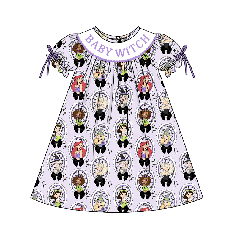 (Pre Order)Girls Halloween Embroidery Smocked Dress&Romper