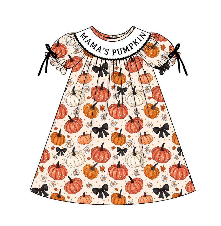 (Pre Order)Girls Halloween Embroidery Smocked Dress&Romper