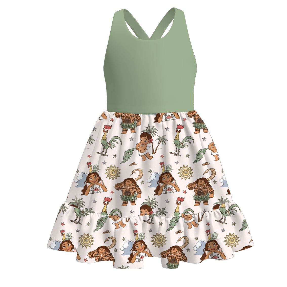 (Pre Order)Family Summer Cartoon Character Print Dress&Top