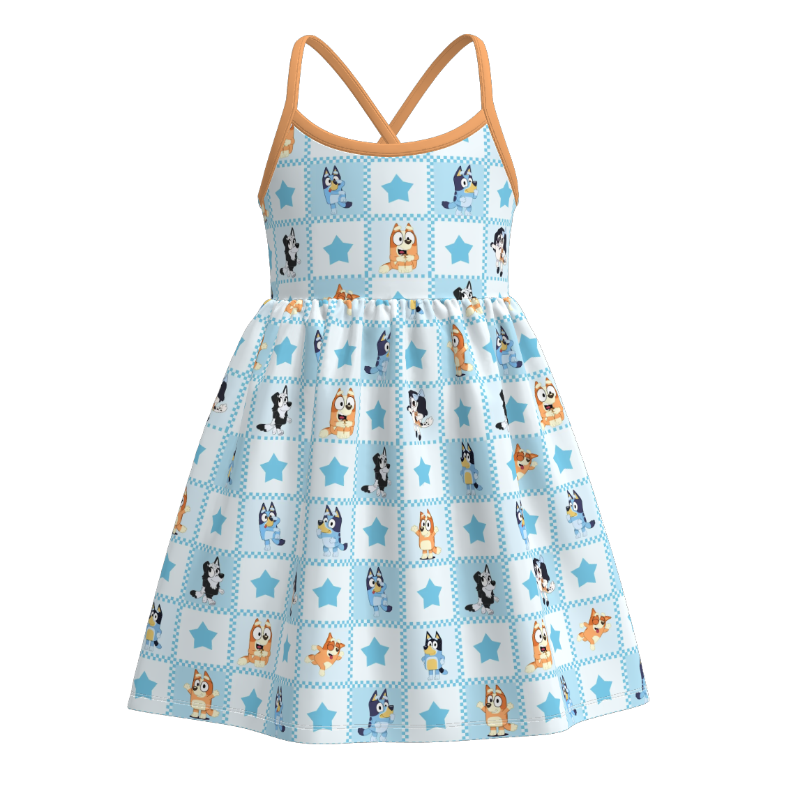 (Pre Order)Family Spring&Summer Cartoon Print Dress,Top&Romper