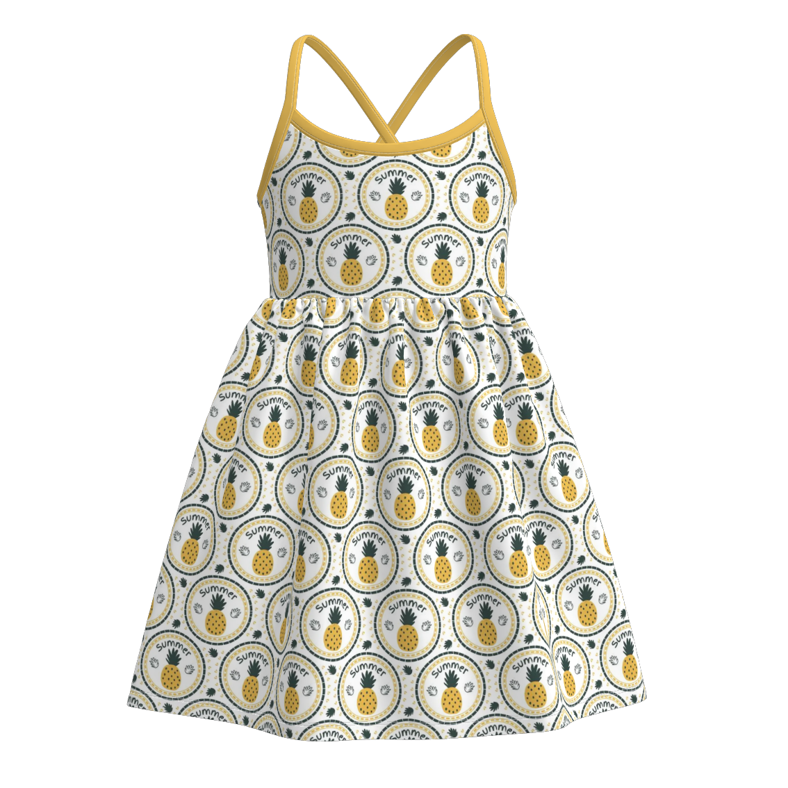 (Pre Order)Family Spring&Summer Pineapple Print Dress,Top&Romper