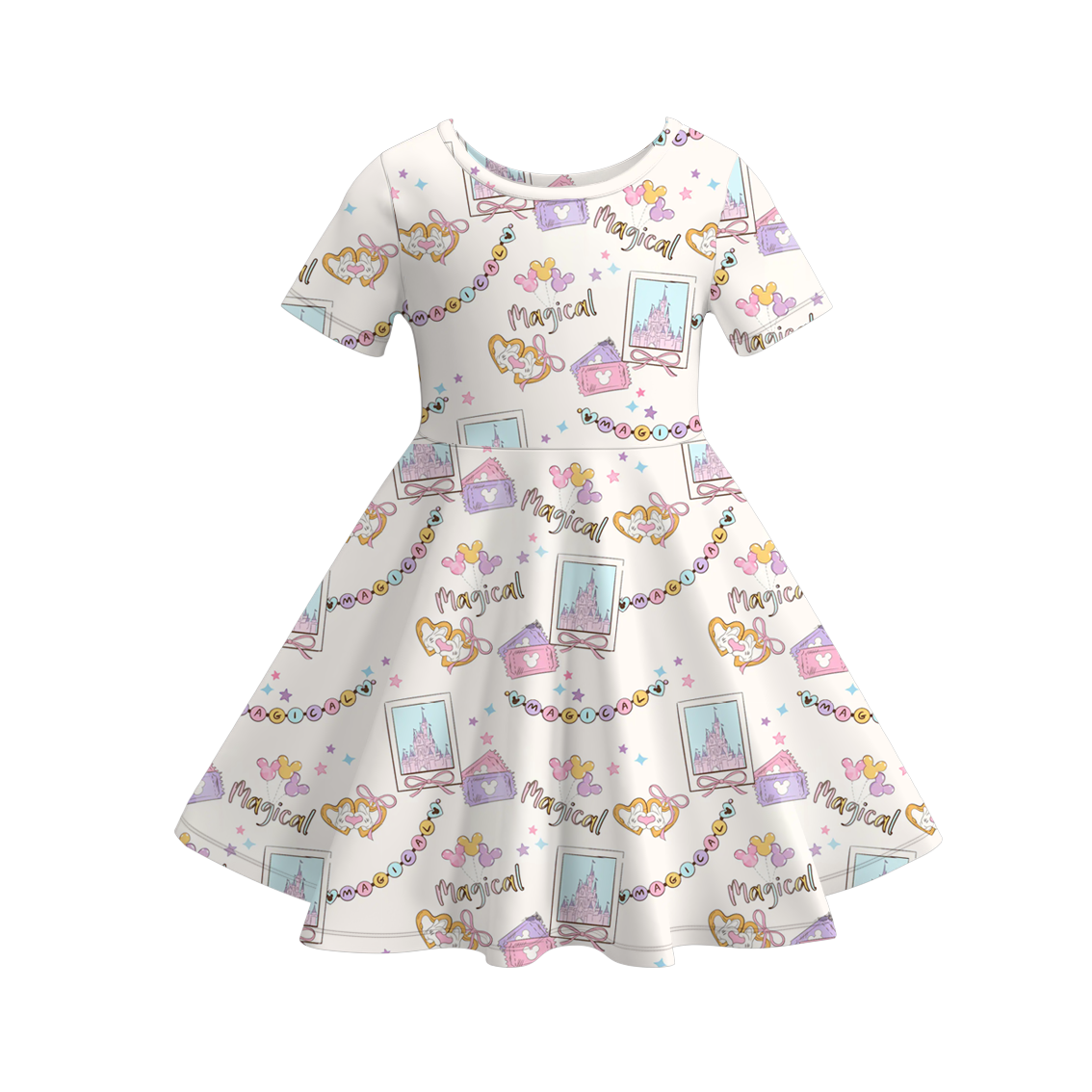 (Pre Order)Family Spring&Summer Cartoon Print Dress,Set,Top&Romper