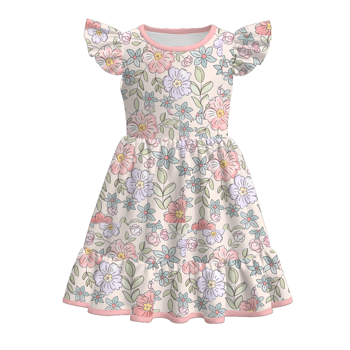 (Pre Order)Girls Summer Floral&Bee Print Dress