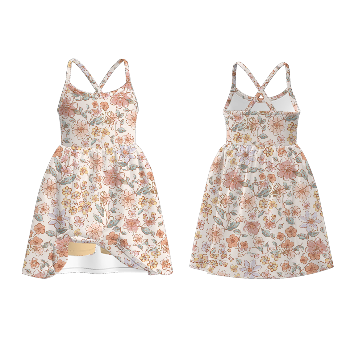 (Pre Order)Girls Spring&Summer Cartoon Print Skort Dress