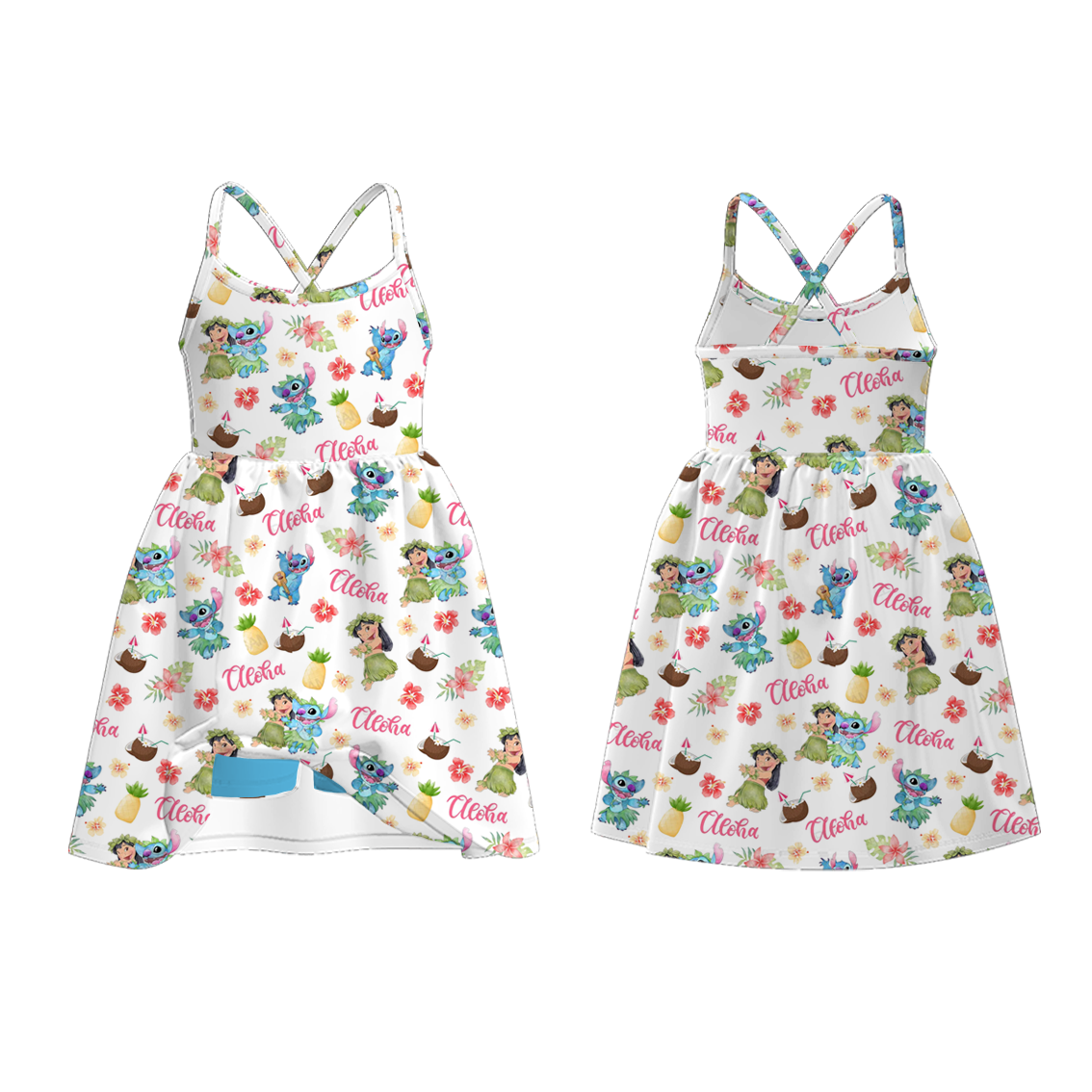 (Pre Order)Girls Spring&Summer Cartoon Print Skort Dress