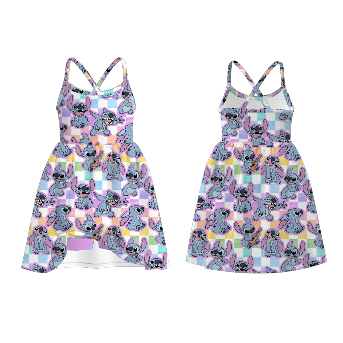 (Pre Order)Girls Spring&Summer Cartoon Print Skort Dress