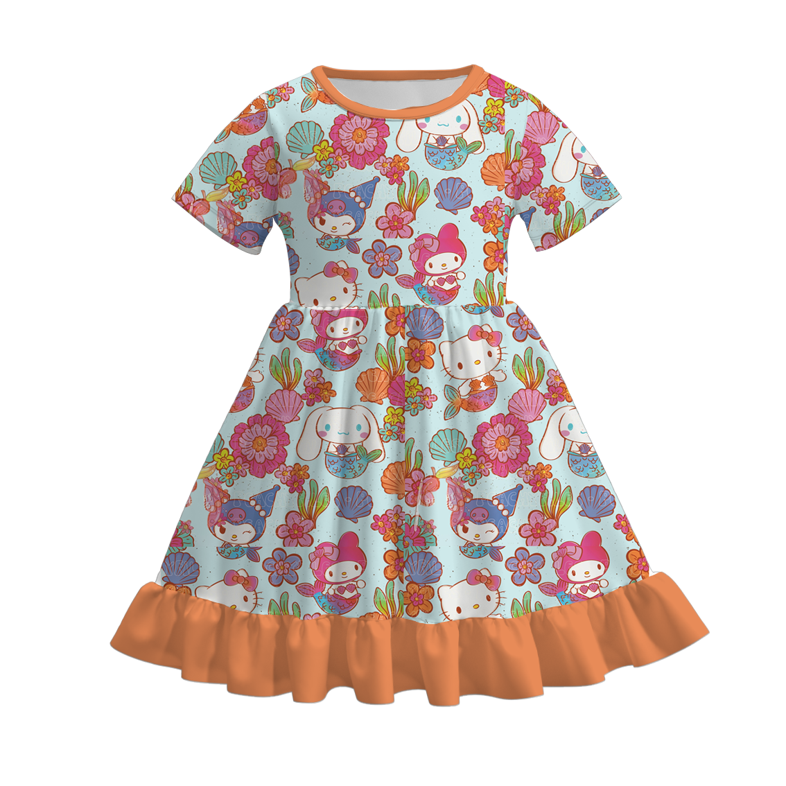 (Pre Order)Girls Spring&Summer Cartoon Print Dress