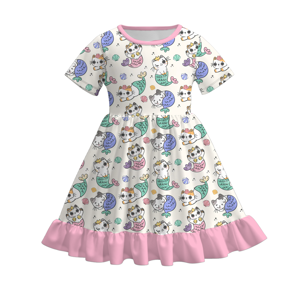 (Pre Order)Girls Spring&Summer Cartoon Print Dress