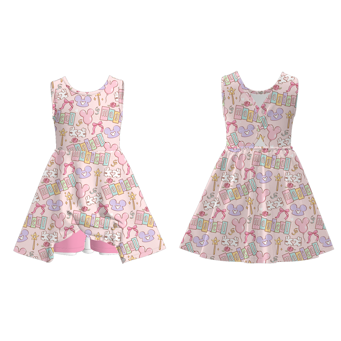 (Pre Order)Family Spring&Summer Cartoon Print Dress,Set&Romper