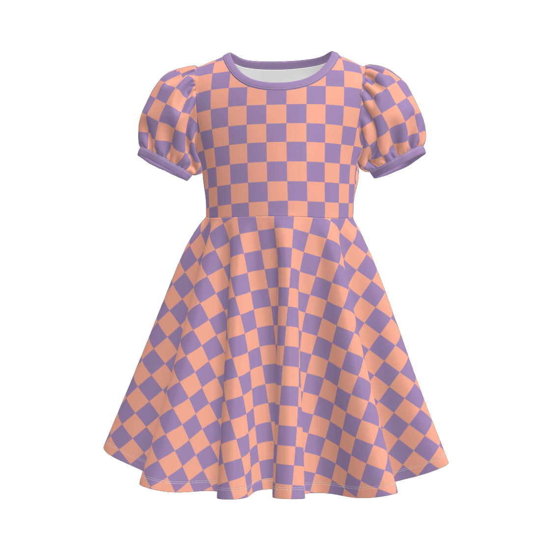 (Pre Order)Girls Halloween Checkerboard Print Dress