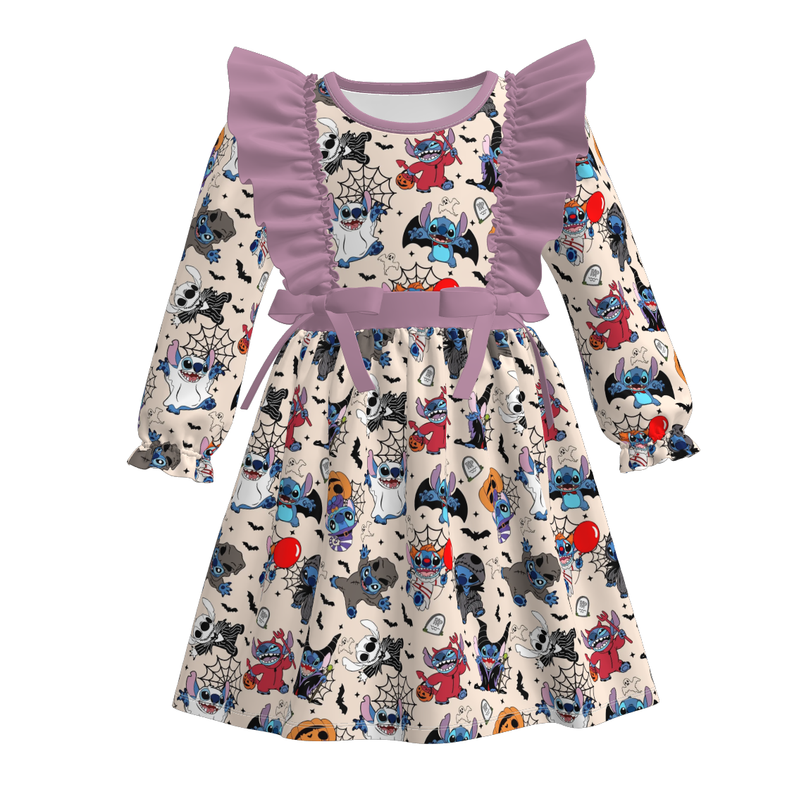 (Pre Order)Family Halloween Cartoon Print Dress,Top&Romper