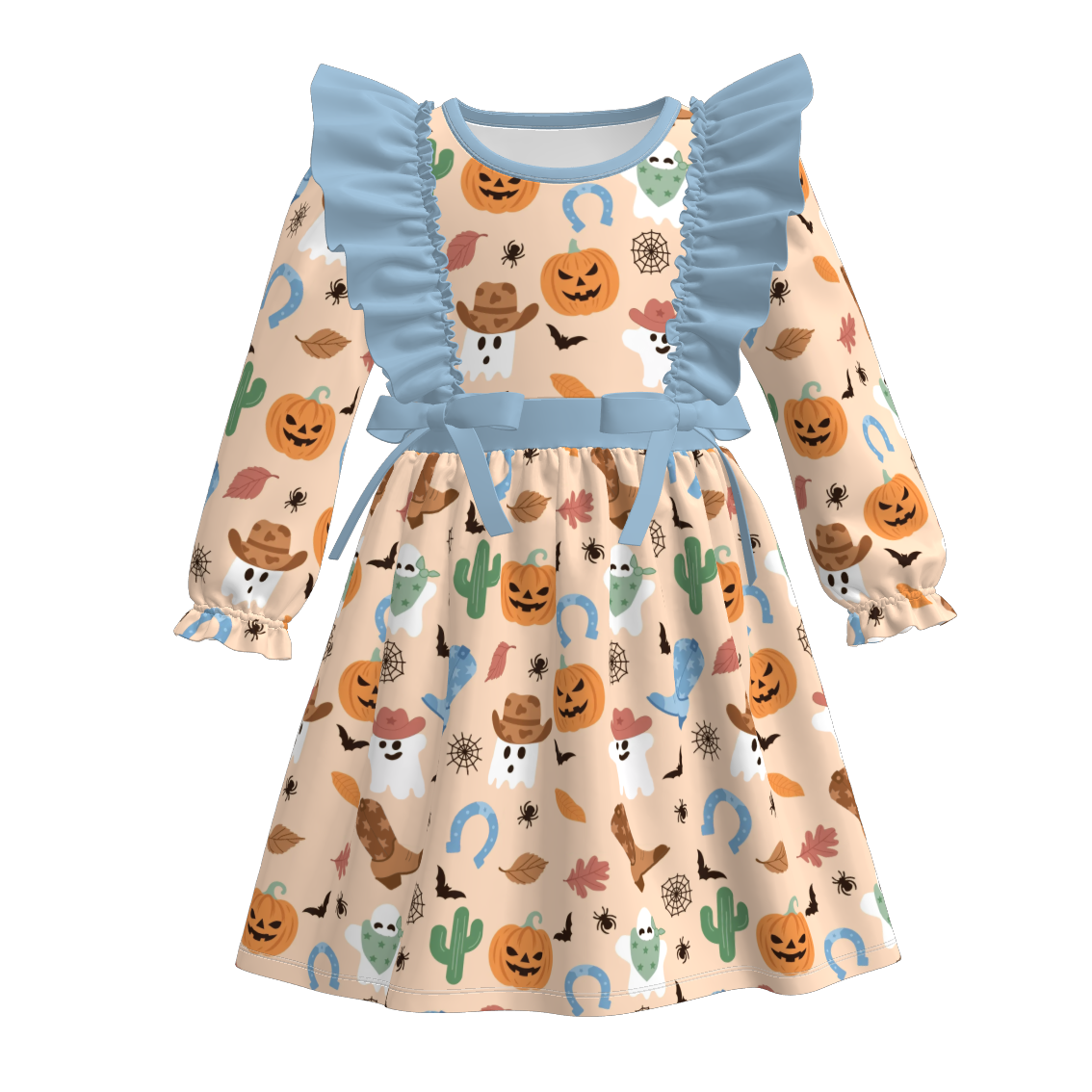 (Pre Order)Family Halloween Cartoon Print Dress,Top&Romper