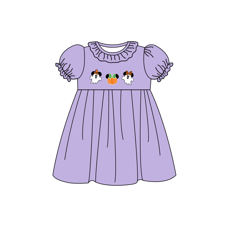 (Pre Order)Family Halloween Ghost Embroidery Smocked Dress,Set&Romper