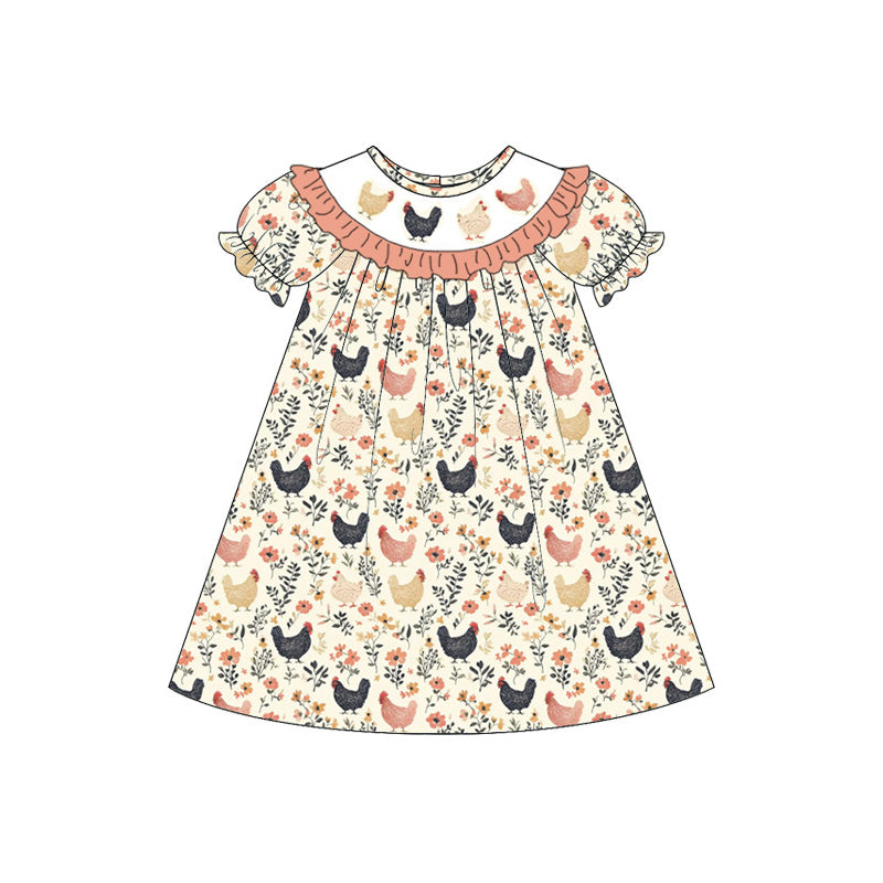 (Pre Order)Family Fall&Winter Chick Embroidery Smocked Dress,Set&Romper