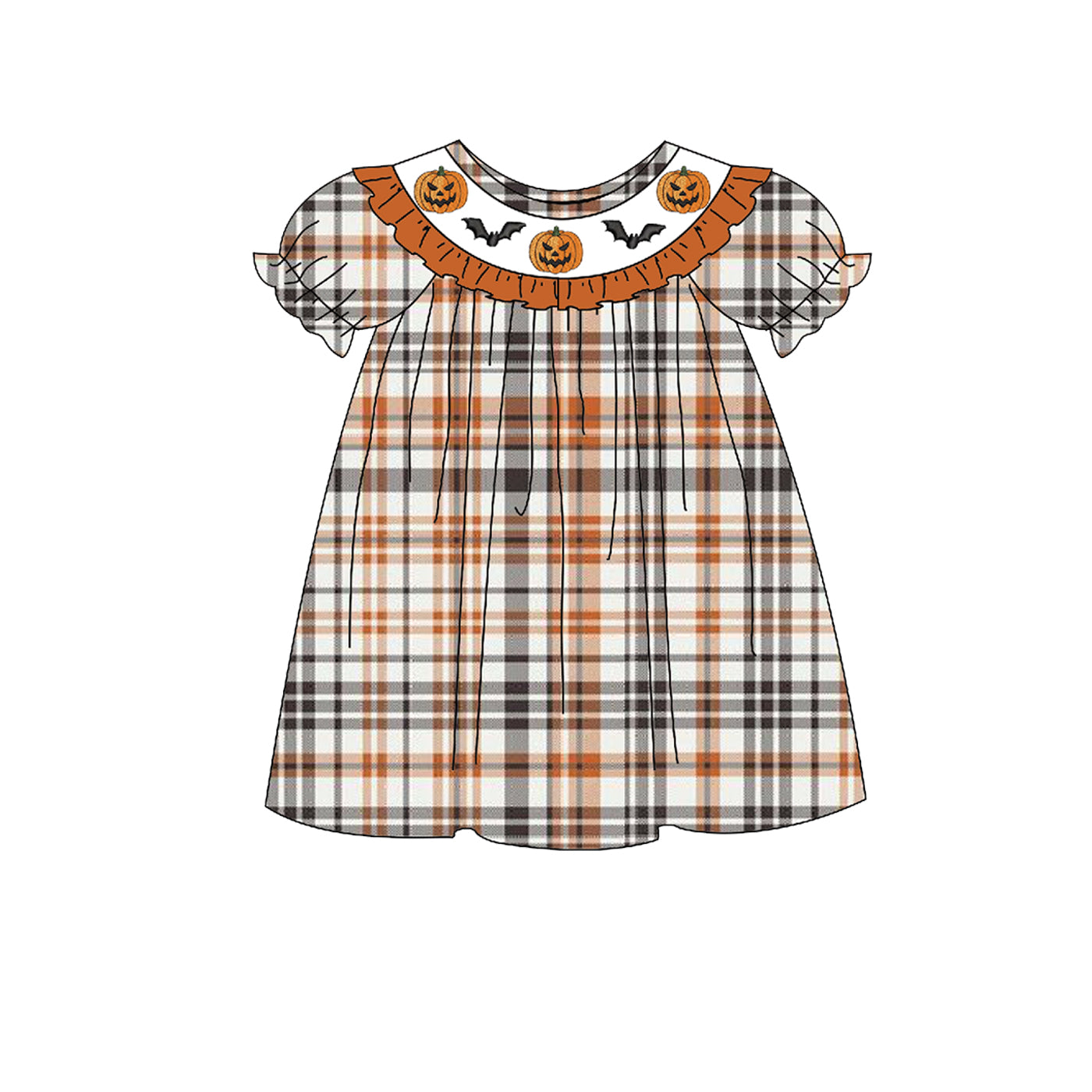 (Pre Order)Family Halloween Embroidery Smocked Dress,Set,Top&Romper