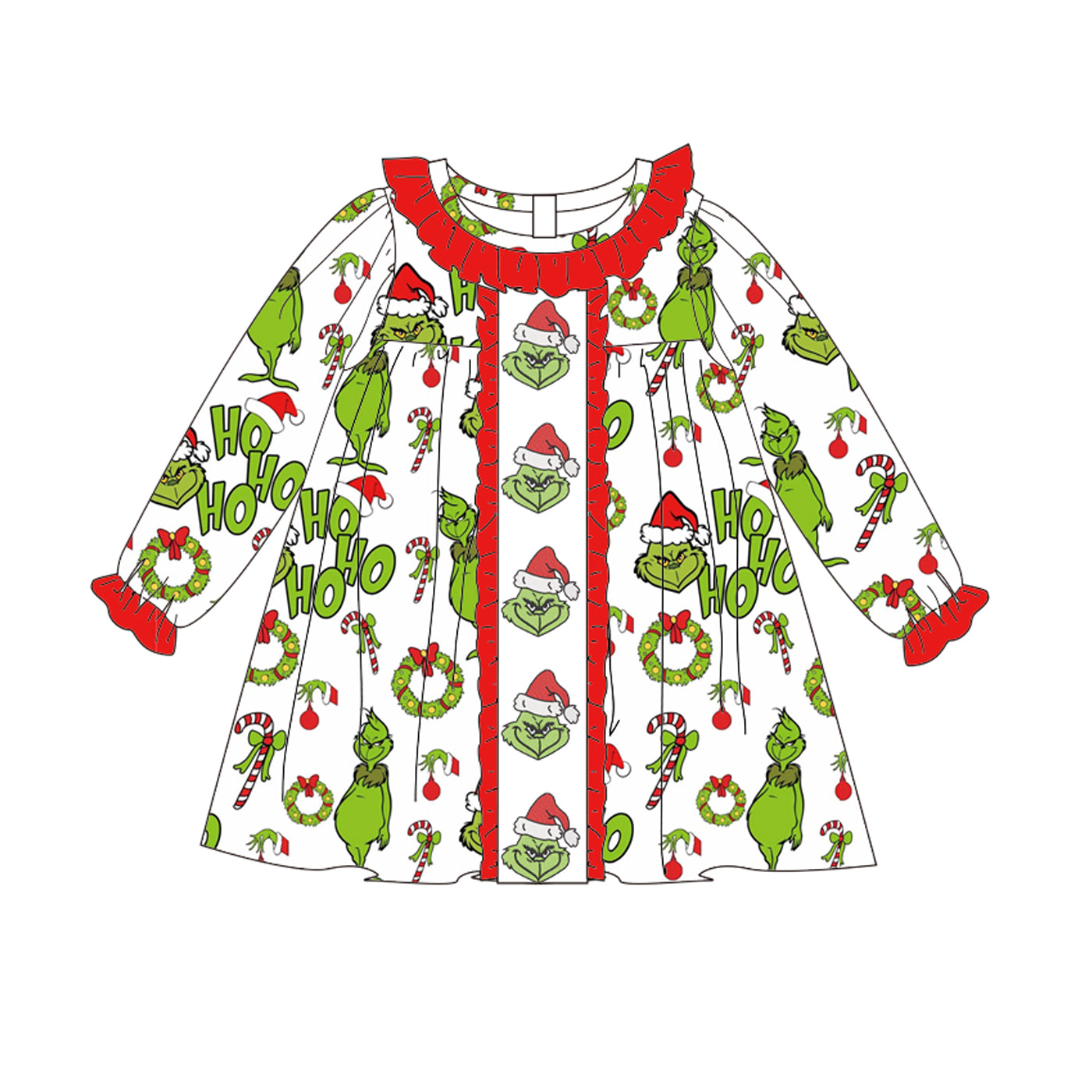 (Pre Order)Family Christmas Cartoon Embroidery Smocked Dress,Set&Romper