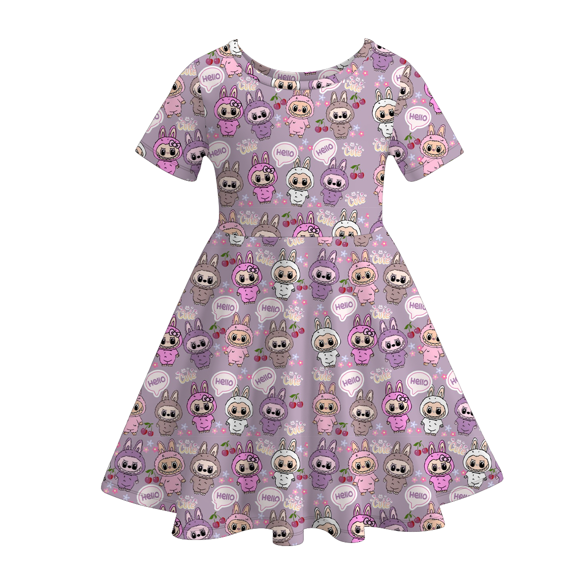 (Pre Order)Girls Spring&Summer Cartoon Print Dress