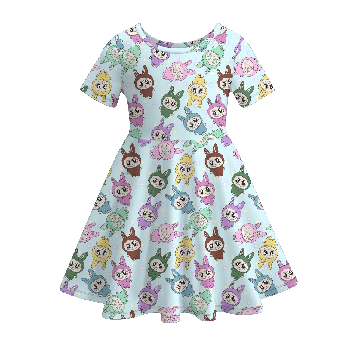 (Pre Order)Girls Spring&Summer Cartoon Print Dress