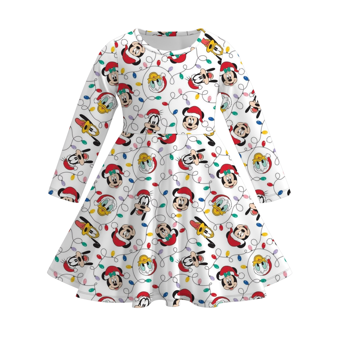 (Pre Order)Girls Christmas Cartoon Print Dress