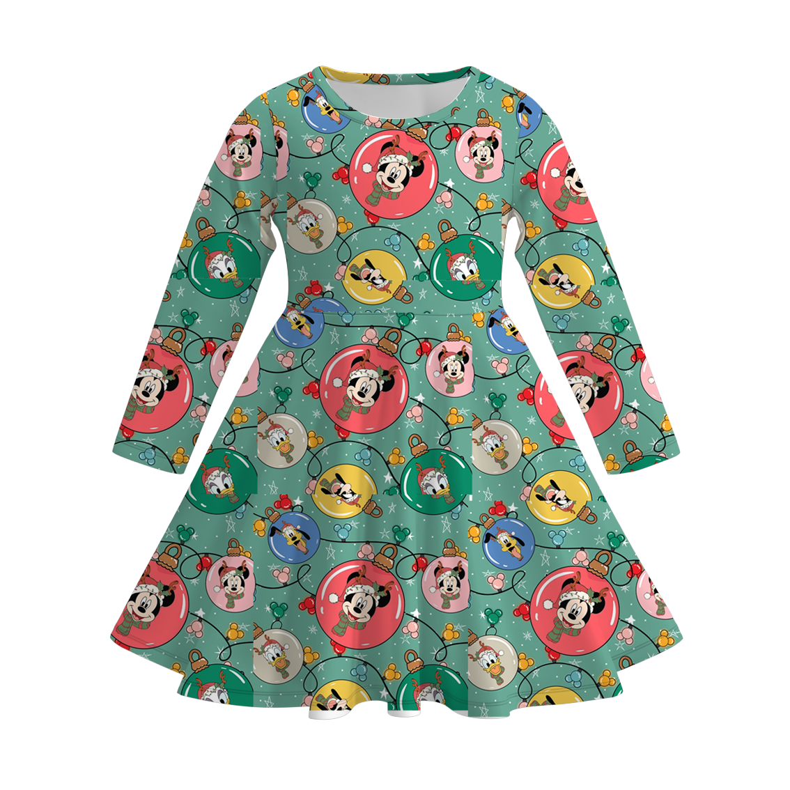 (Pre Order)Family Christmas Cartoon Print Dress,Set,Pajamas&Romper