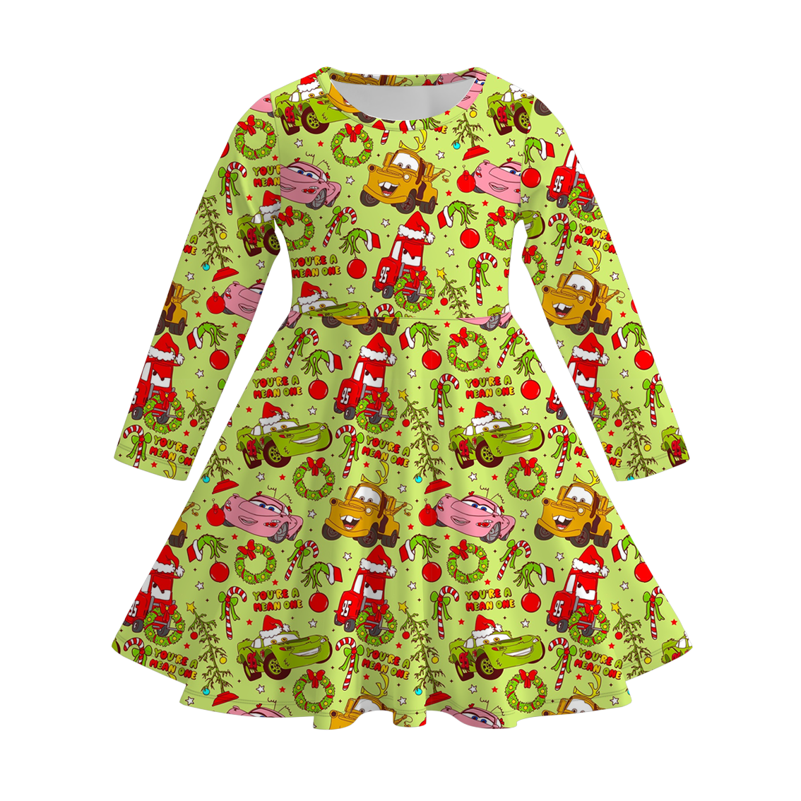 (Pre Order)Family Christmas Cartoon Print Dress,Set&Top