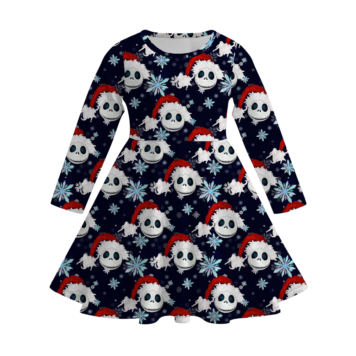(Pre Order)Girls Christmas Cartoon Print Dress