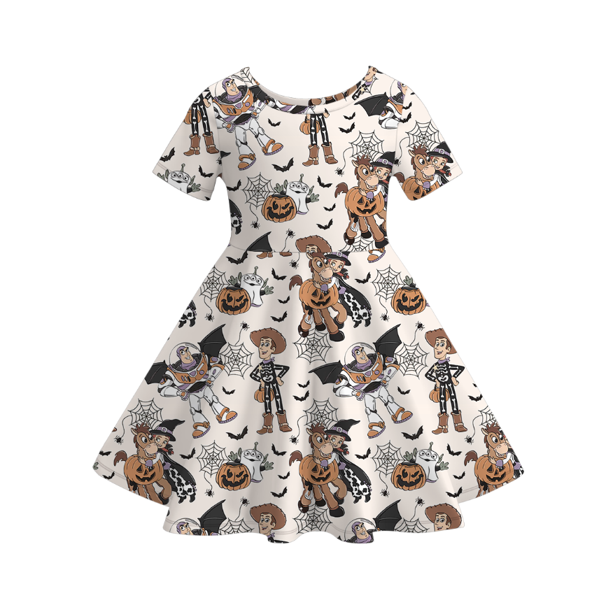 (Pre Order)Girls Fall Cartoon Print Dress