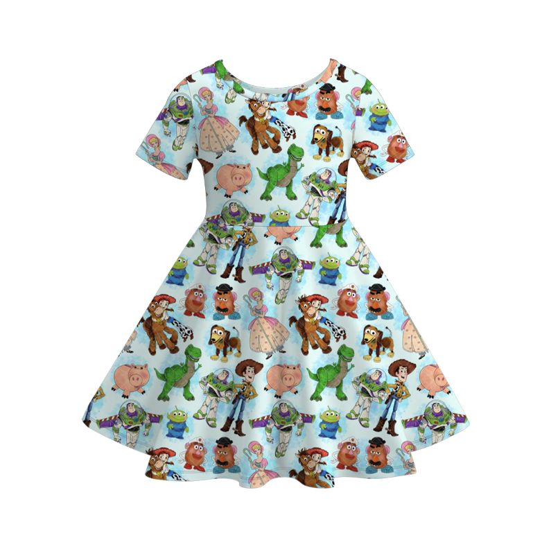 (Pre Order)Girls Fall Cartoon Print Dress