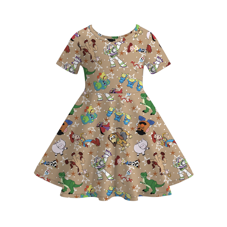 (Pre Order)Girls Fall Cartoon Print Dress