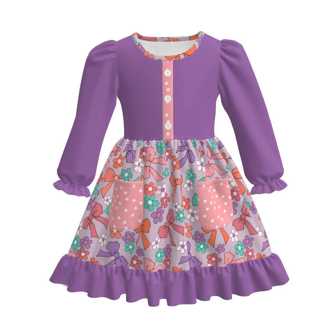(Pre Order)Family Fall Bow Print Dress,Set&Romper