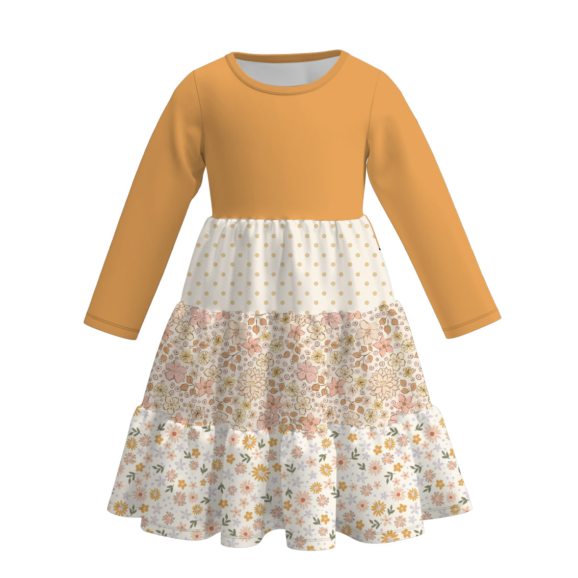 (Pre Order)Girls Fall Print Gored Dress