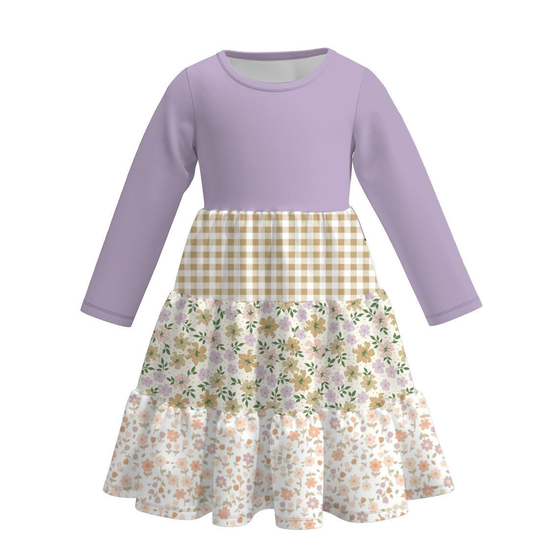 (Pre Order)Girls Fall Print Gored Dress